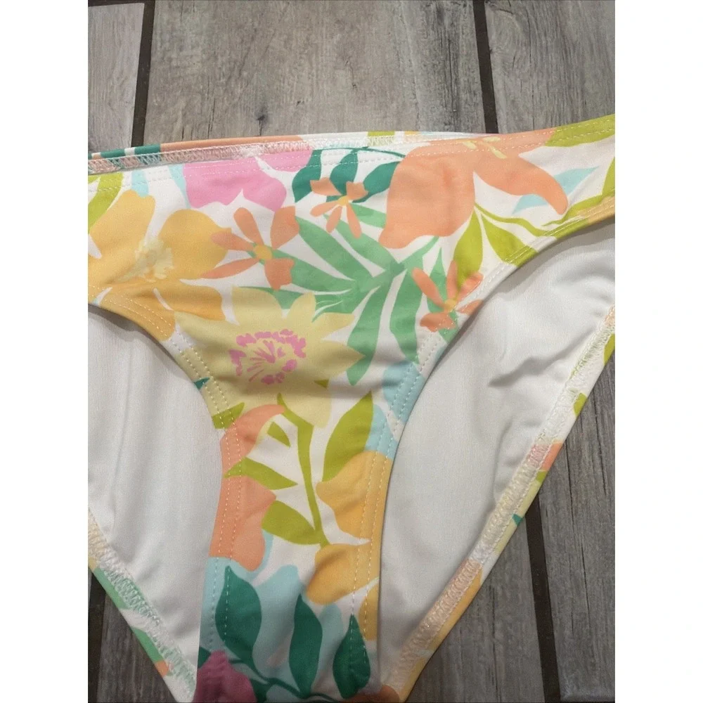 Billabong Girl Size 14‎ Tropical Floral Bikini Bottom Pink Yellow Green Swim NEW